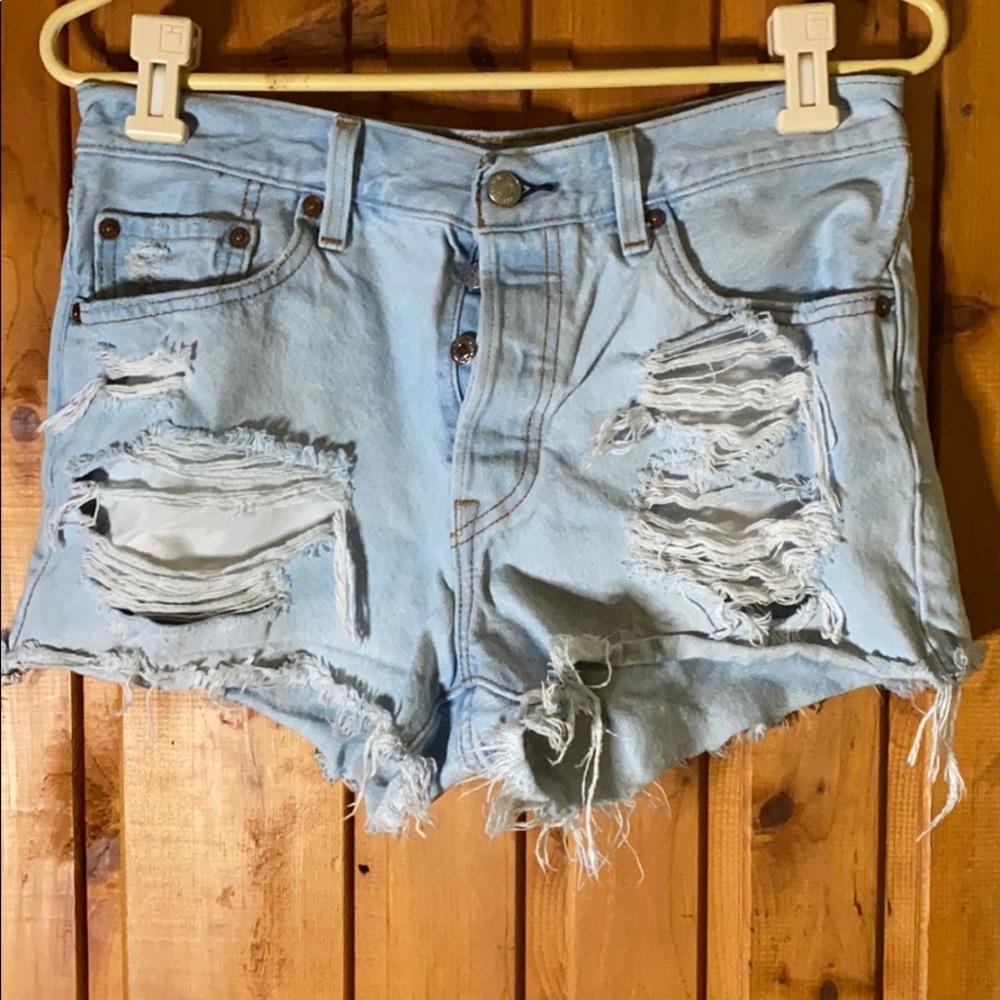 Levi distressed short shorts